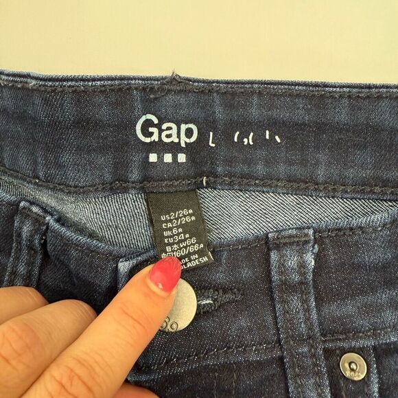 Gap Dark Wash Denim Blue Jeans Skinny Leg Ankle Cuffed 2/26 Jegging Stretch - Picture 5 of 10